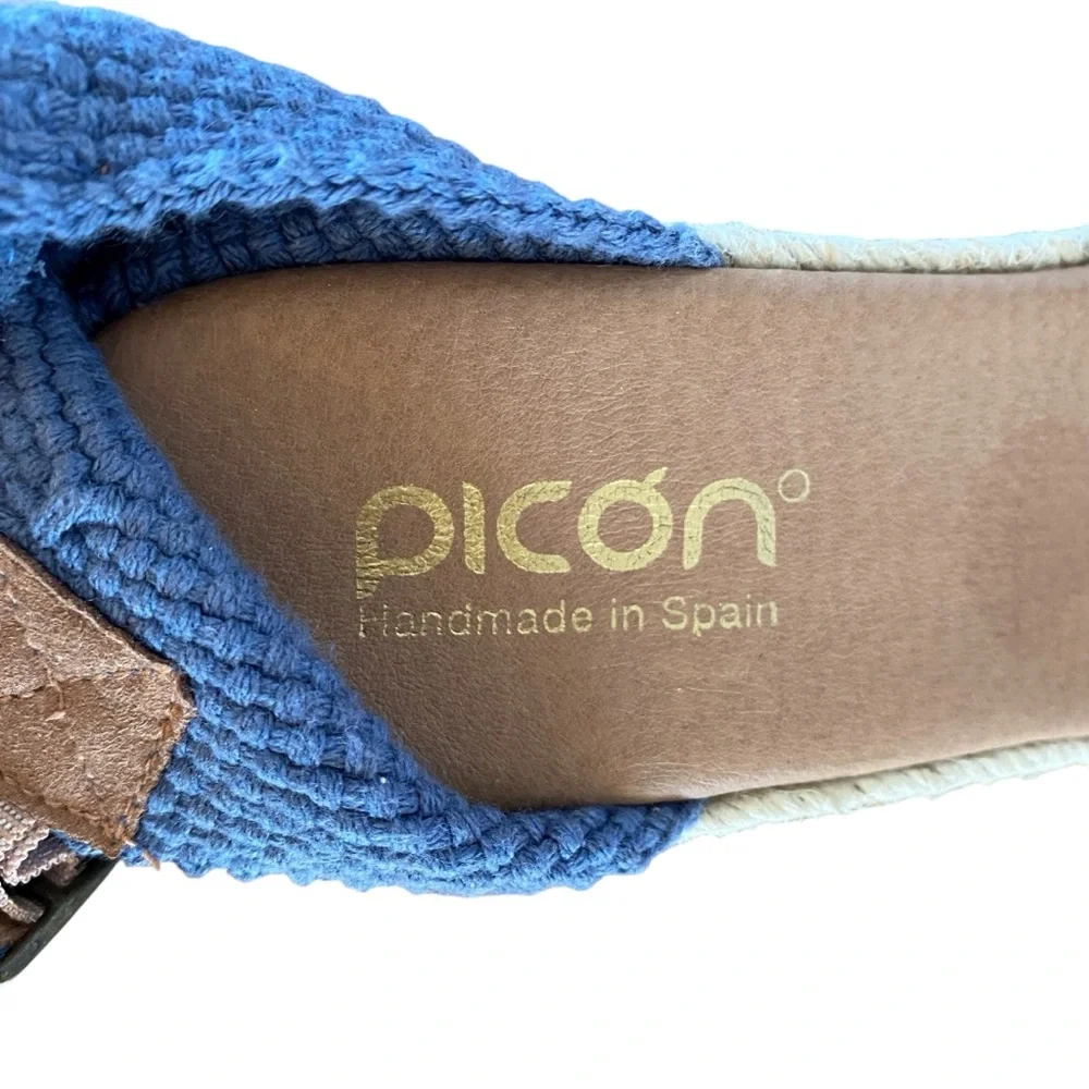 PICÓN Square Toe Handmade in Spain Summer Espadrilles Wedge Open Toe Sandal 8